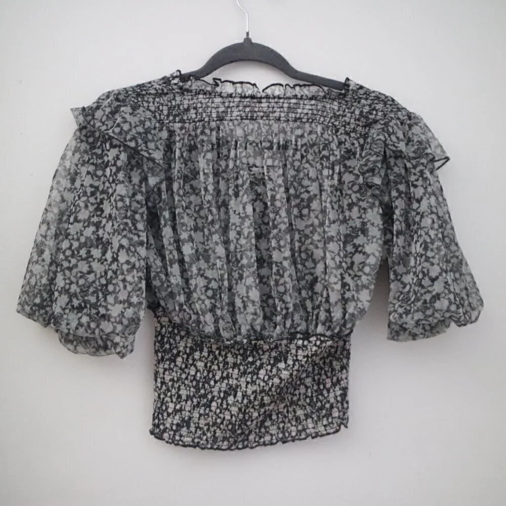 NEW Free People Floral Beatrice Smocked Top Size XS